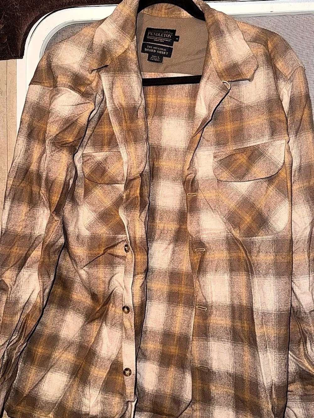 Pendleton The Original Board Shirt Plaid Wool Shirt Size Medium